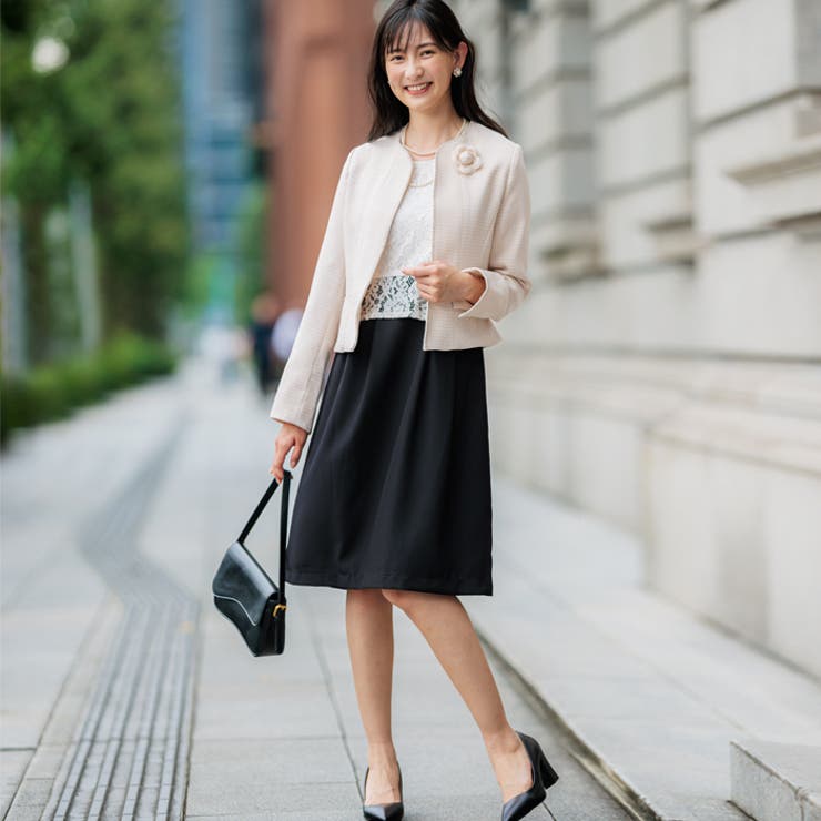 ツイード着回し5点セットスーツ 2ジャケット＆パンツ＆ワンピ