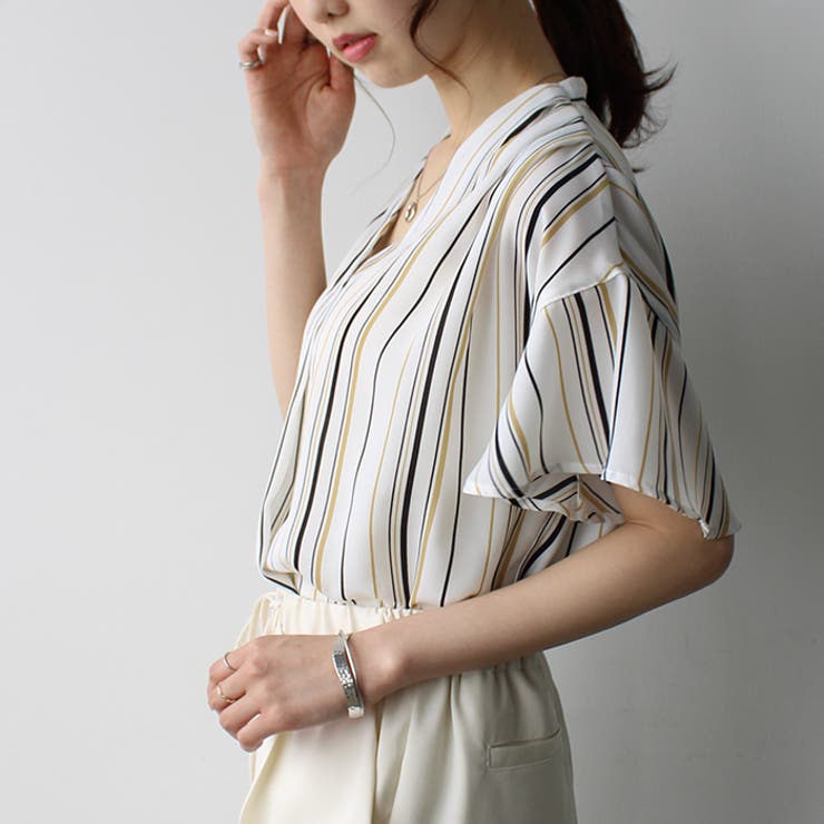 M　Lセット☆ × 2　Rセット☆ × 2 タックデザインスキッパーブラウス（半袖）[品番：GERW0000077