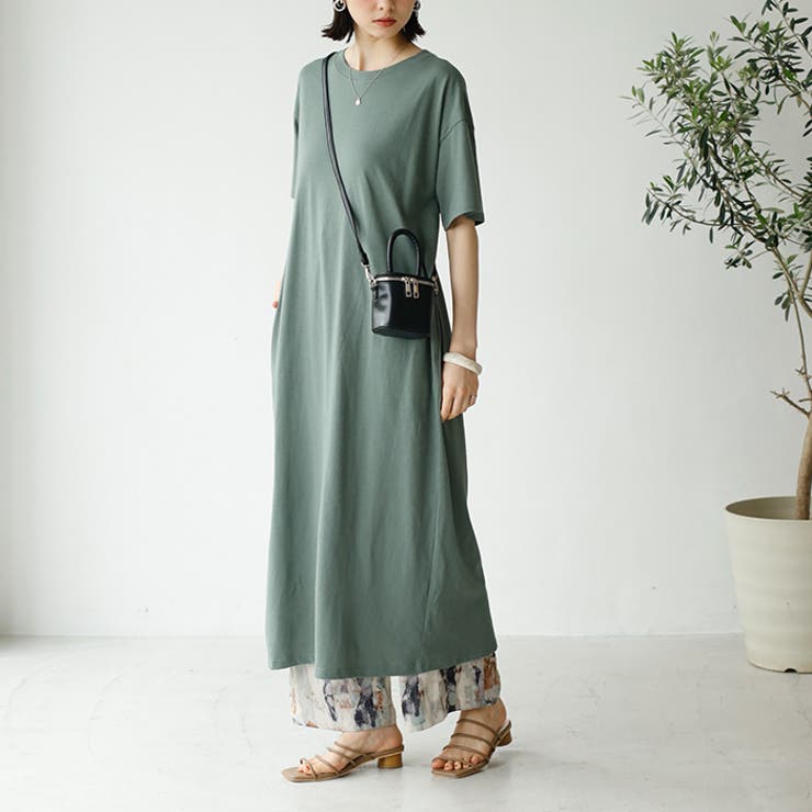 グリーン | 綿１００％ポケット付Ｔシャツワンピース＜夏服＞ | GeeRA