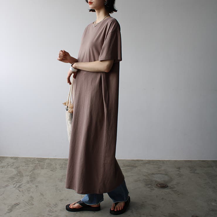 モカブラウン | 綿１００％ポケット付Ｔシャツワンピース＜夏服＞ | GeeRA