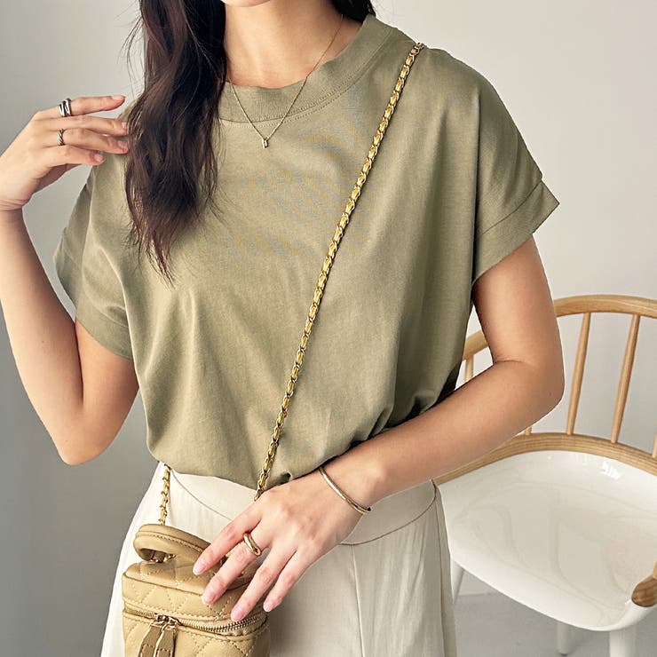 綿100％フレンチスリーブチュニックTシャツ[品番