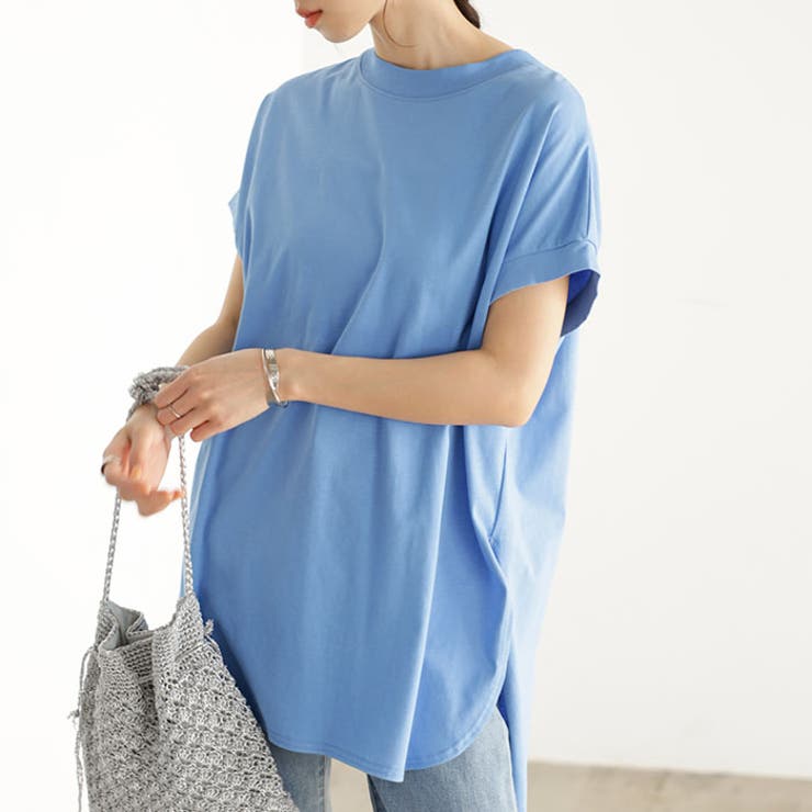 【パープル】綿１００％フレンチスリーブチュニックＴシャツ＜夏服・無地＞[品番：GERW0000080]｜GeeRA（ジーラ）のレディースファッション通販｜SHOPLIST（ショップリスト）