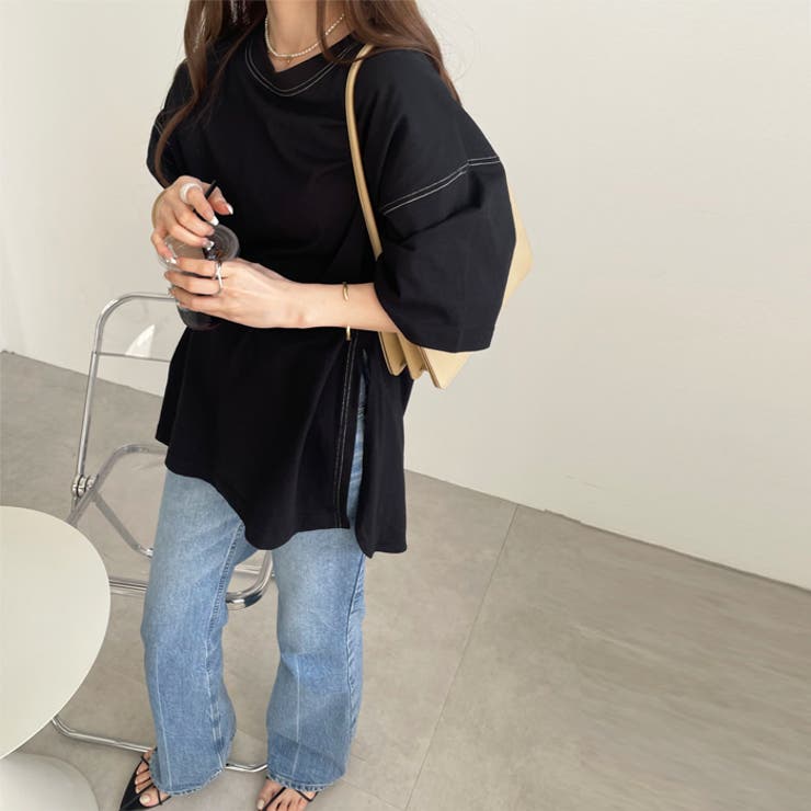 綿１００％ビッグシルエットステッチＴシャツ＜夏服・無地＞ | GeeRA | 詳細画像3 