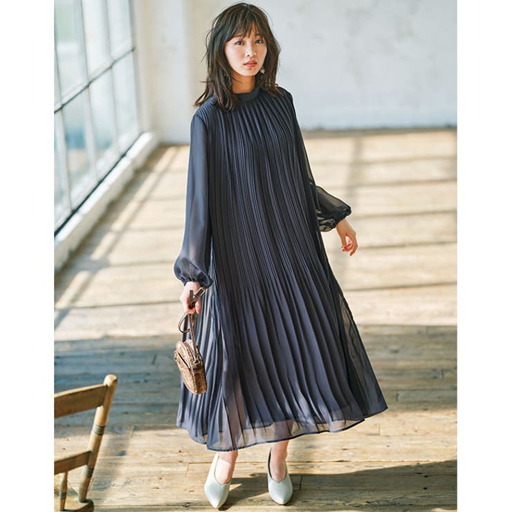 バックリボンプリーツフレアーワンピース[品番：GERW0000094]｜GeeRA