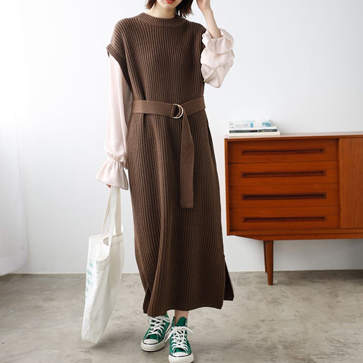 Pです。 前後2WAYハーフジップフレンチ袖ワンピ[品番：GERW0010655