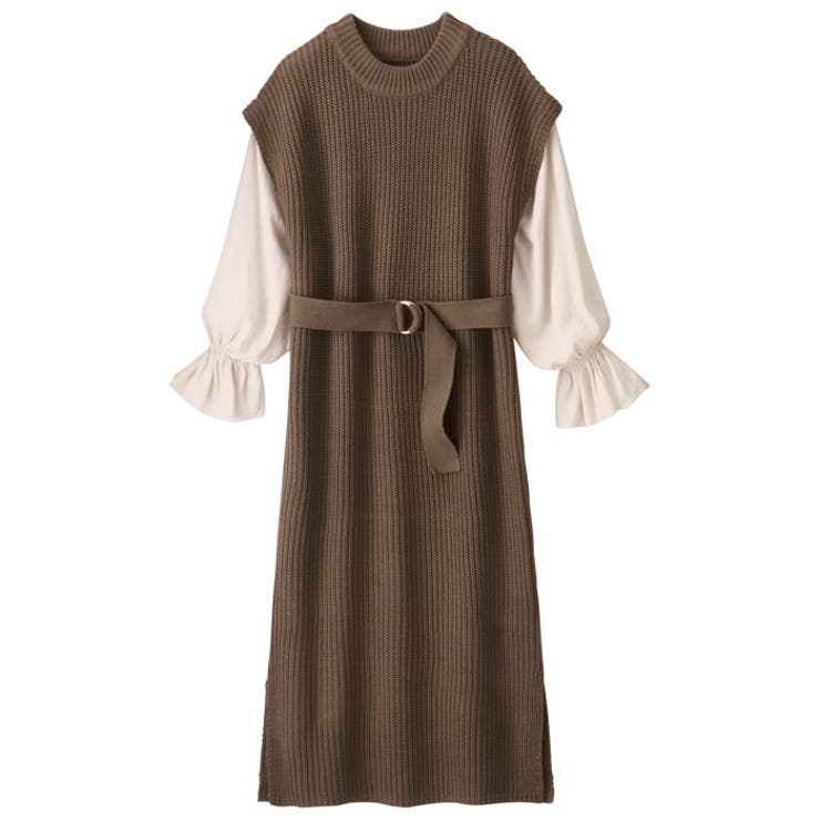 袖ブラウスドッキングニットワンピース[品番：GERW0000095]｜GeeRA