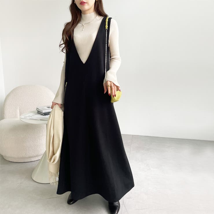 七里　ジャンパースカート 七里 ジャンパースカート 七里 ジャンパースカート フロントジップ