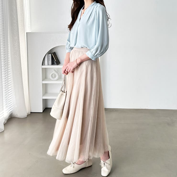 タックデザインスキッパーブラウス（七分袖） | GeeRA | 詳細画像45 