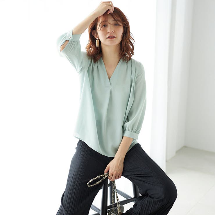 タックデザインスキッパーブラウス（七分袖） | GeeRA | 詳細画像46 