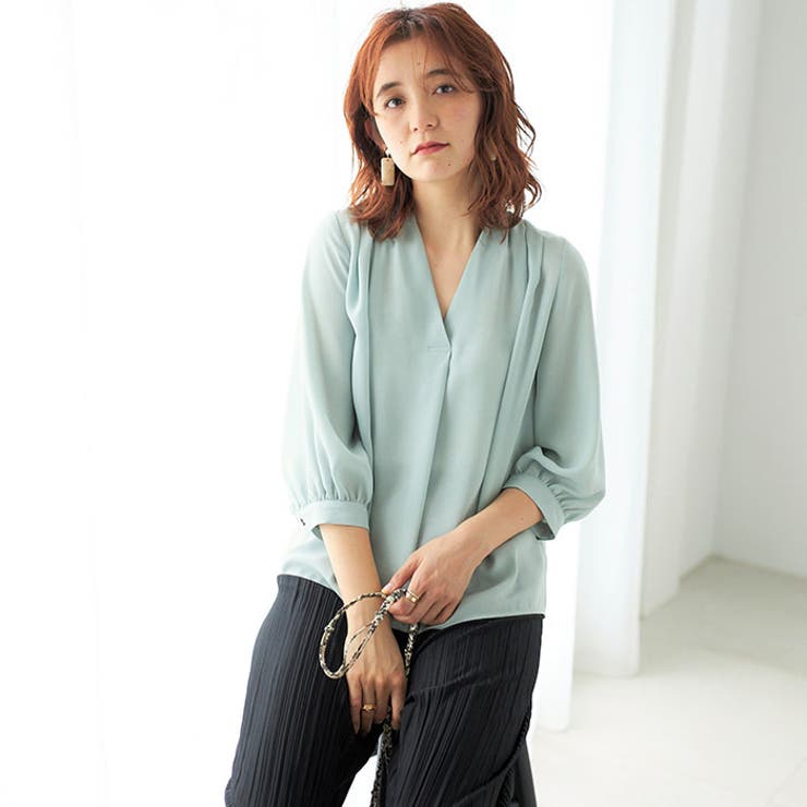 タックデザインスキッパーブラウス（七分袖） | GeeRA | 詳細画像47 