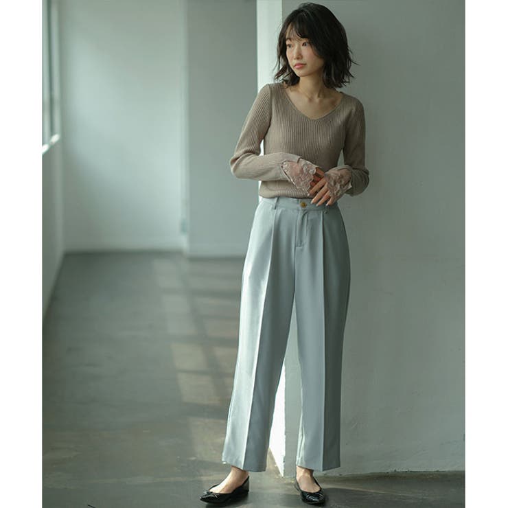 レース付Ｖネックリブニットトップス | GeeRA | 詳細画像10 