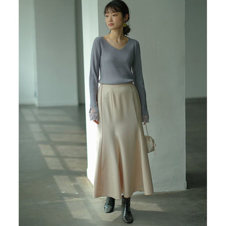 レース付Ｖネックリブニットトップス | GeeRA | 詳細画像11 