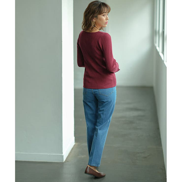 レース付Ｖネックリブニットトップス | GeeRA | 詳細画像9 