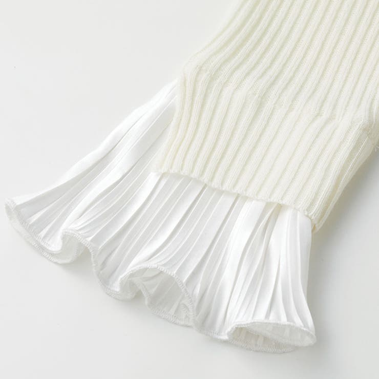 プリーツ付クルーネックリブニットトップス | GeeRA | 詳細画像7 