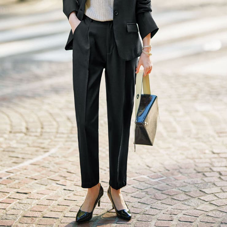 ブラック | 【セットアップ対応】嬉しい機能付！美脚テーパードパンツ＜UV対策 防シワ ストレ… | GeeRA