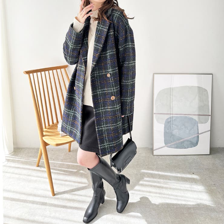 ツイードチェックダブルコート[品番：GERW0000136]｜GeeRA（ジーラ）の