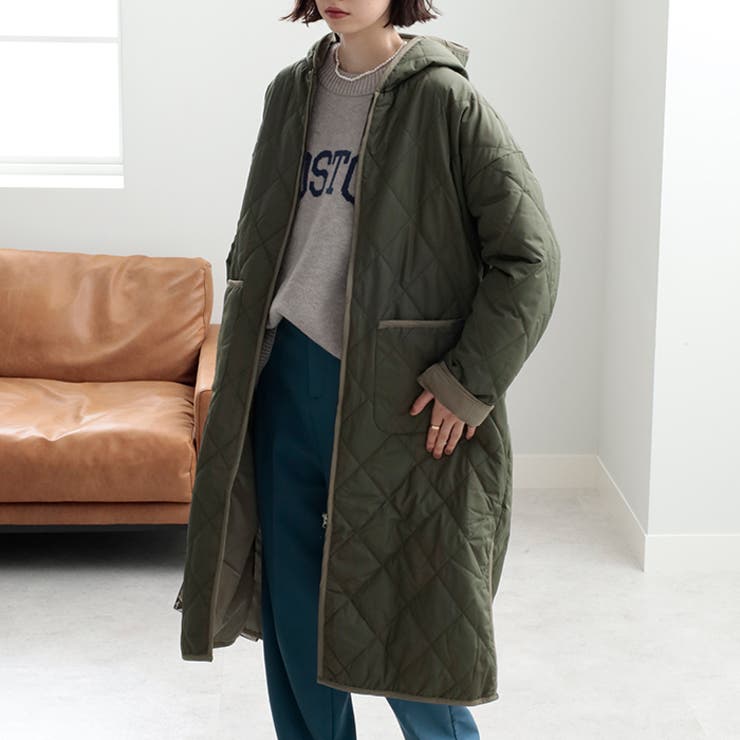 キルティングフーディロングコート[品番：GERW0000139]｜GeeRA（ジーラ