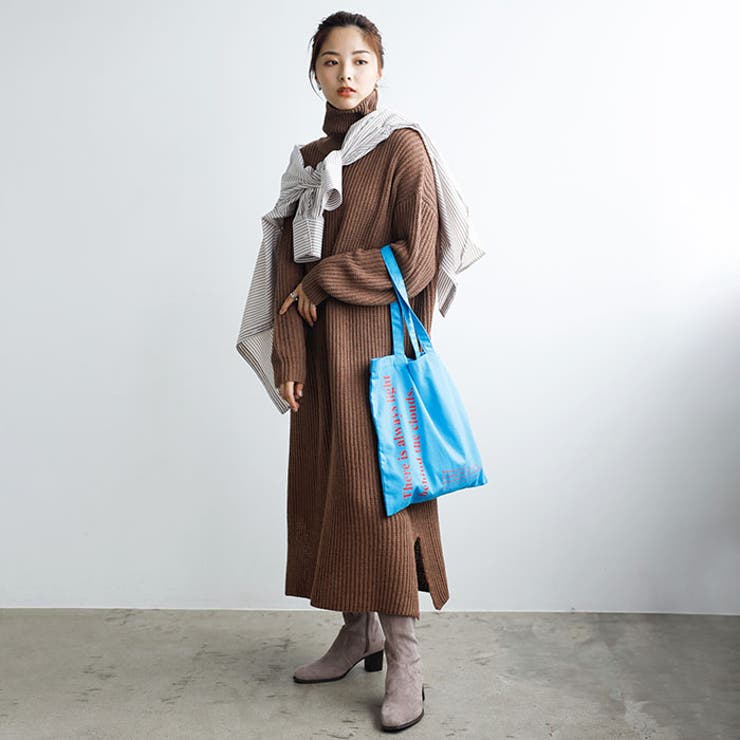 あぜ編タートルネックニットワンピース[品番：GERW0000148]｜GeeRA