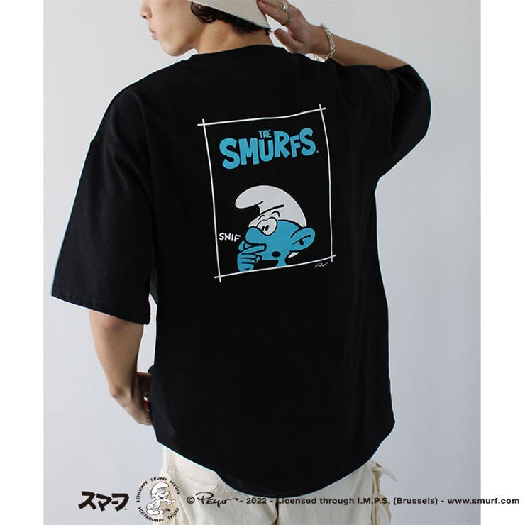 ビッグプリント黒 | 【スマーフ】コラボプリントＴシャツ＜夏服＞ | GeeRA