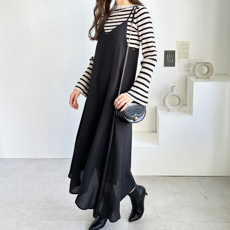 美品】デイジーリンパリ 白襟付き ワンピース 38 Aライン 不良 黒 2WAY