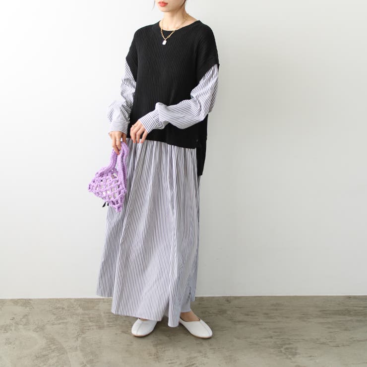 ニットベストドッキングワンピース[品番：GERW0000189]｜GeeRA（ジーラ