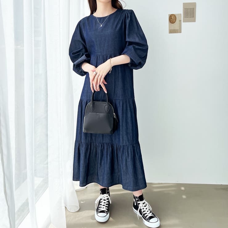 前後2WAYデニムティアードワンピース[品番:GERW0000190 前後2WAYデニムティアードワンピース[品番:GERW0000190