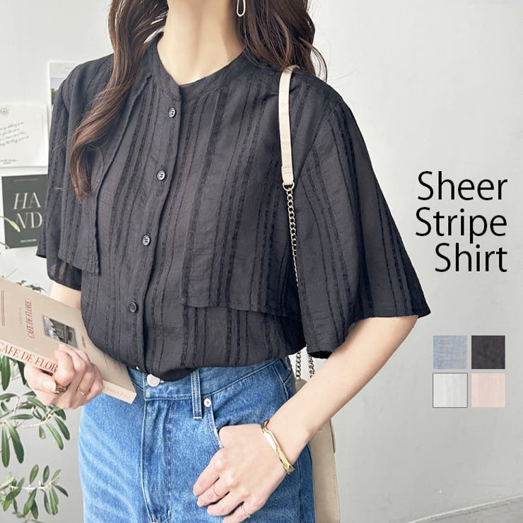 WEB限定/別注】バンドカラー シアーシャツ（シャツ/ブラウス