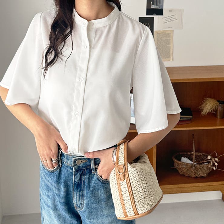 フレア袖バンドカラーブラウス | GeeRA | 詳細画像3 