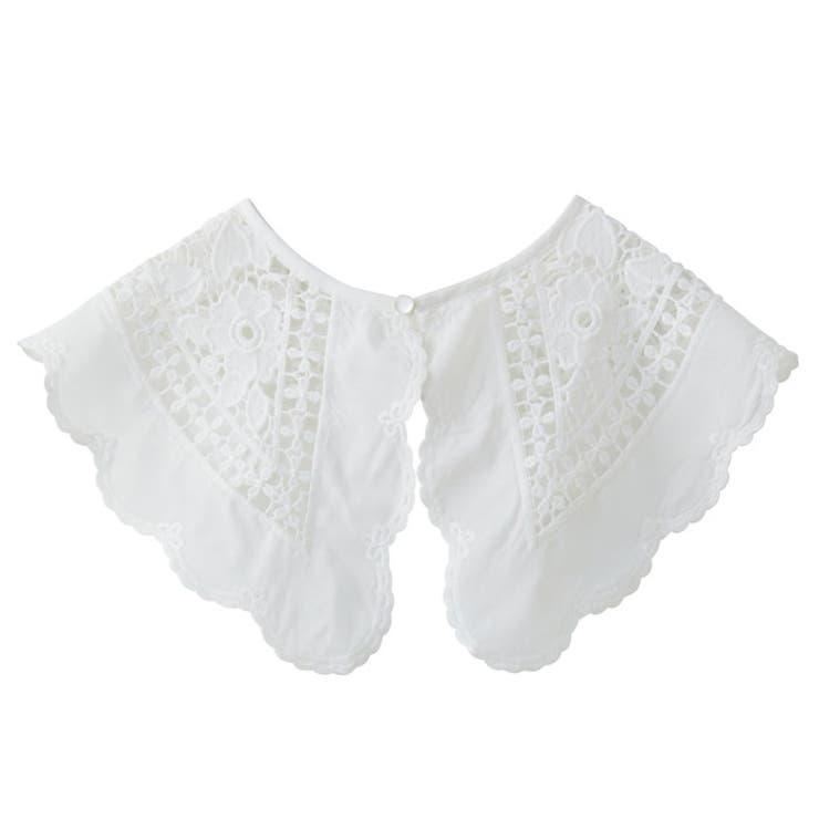 オフホワイト/スカラッフ | カットワーク刺しゅう付け衿 | GeeRA