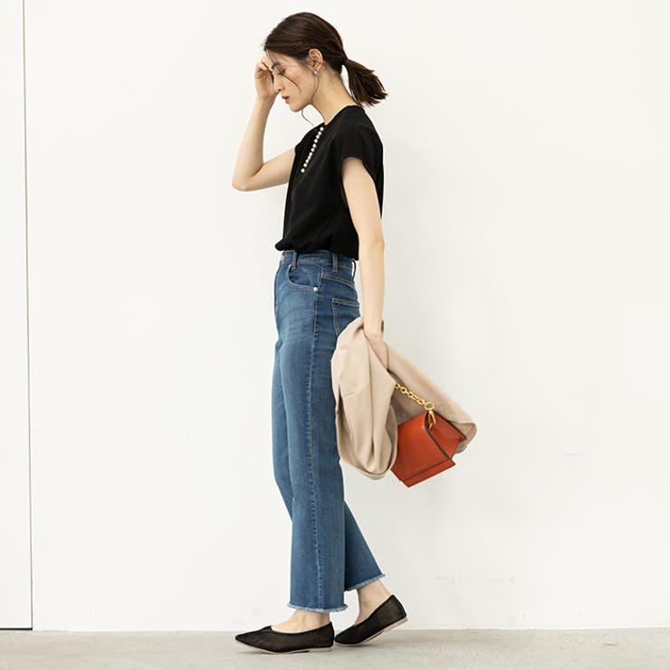 パール調ビーズ付キーネックトップス オフィスカジュアル | GeeRA | 詳細画像7 