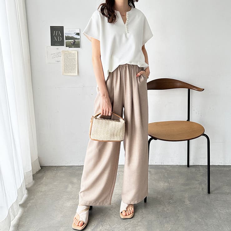 パール調ビーズ付キーネックトップス オフィスカジュアル | GeeRA | 詳細画像11 