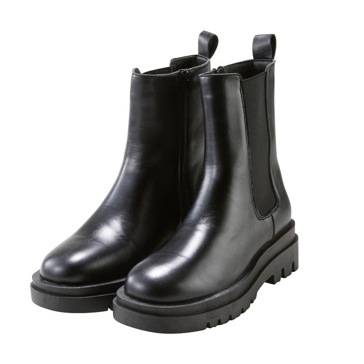 ブラック | トラックソールサイドゴアブーツ | GeeRA