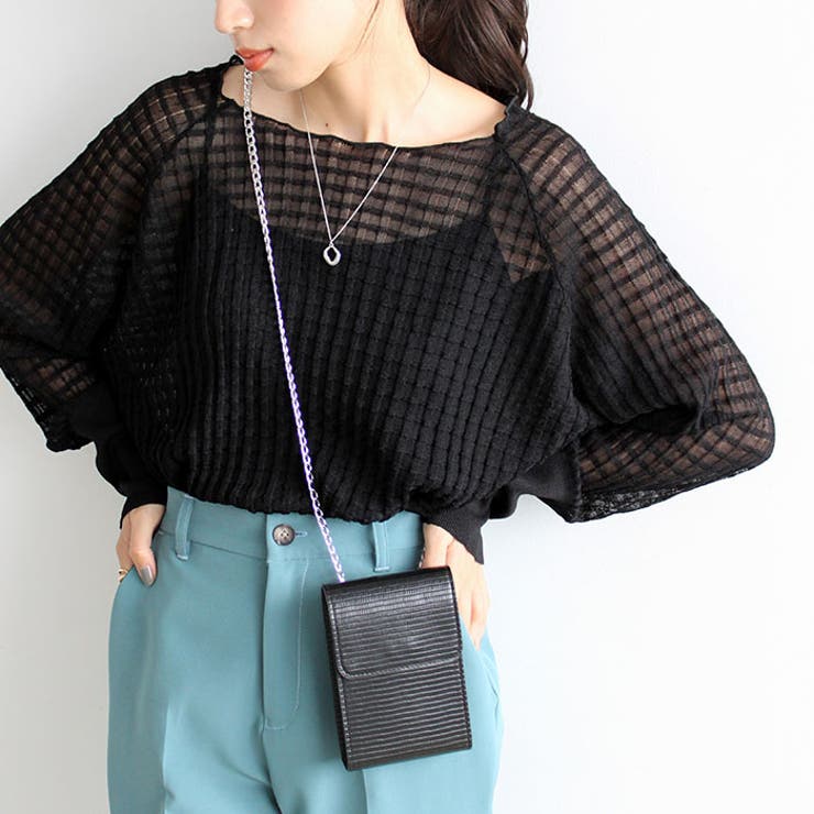 ブラック | ジャカードシアーニットプルオーバー | GeeRA