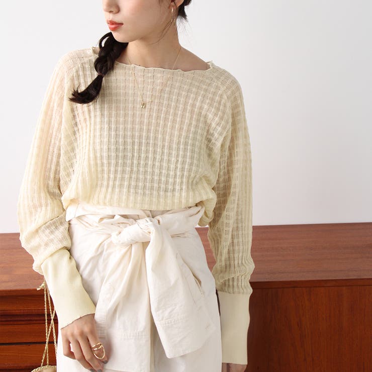 アイボリー | ジャカードシアーニットプルオーバー | GeeRA