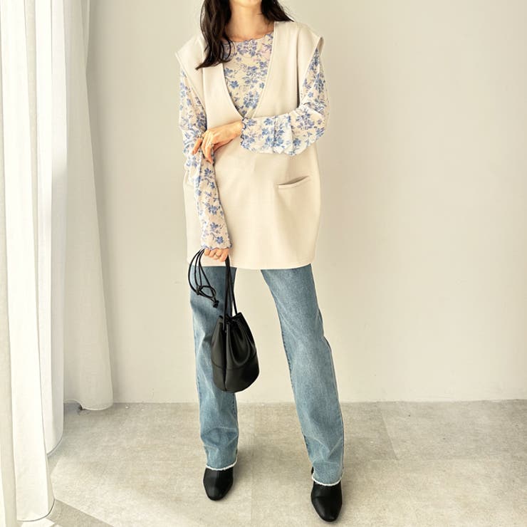 前後2WAY花柄シアートップス[品番：GERW0000240]｜GeeRA