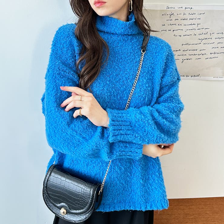 ブルー | ブークレハイネックニットプルオーバー | GeeRA