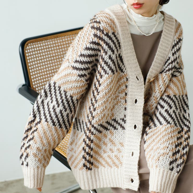 ジャカードチェックニットカーディガン | GeeRA | 詳細画像4 