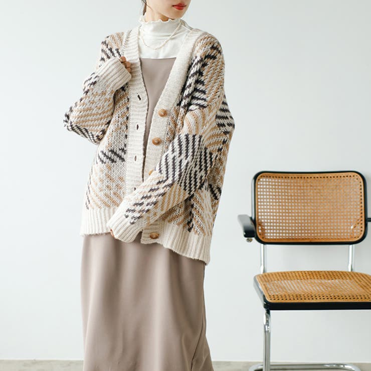 ジャカードチェックニットカーディガン | GeeRA | 詳細画像7 