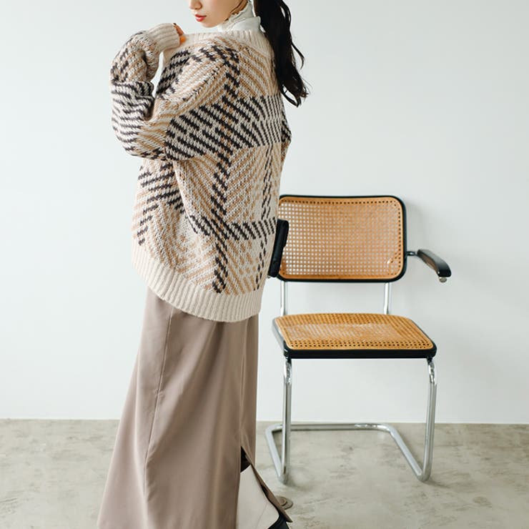 ジャカードチェックニットカーディガン | GeeRA | 詳細画像9 