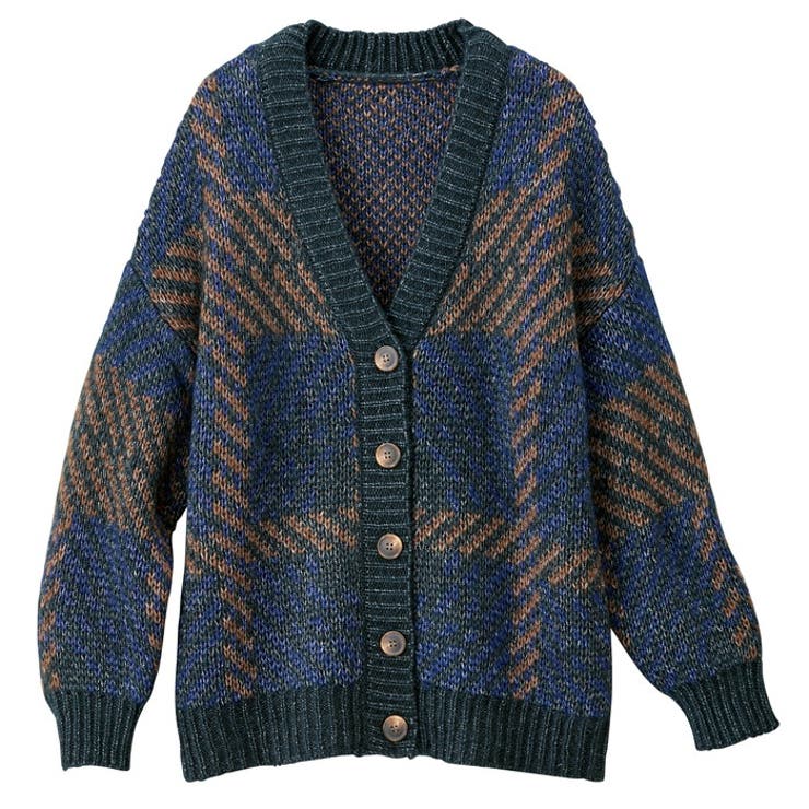 グリーンケイ | ジャカードチェックニットカーディガン | GeeRA