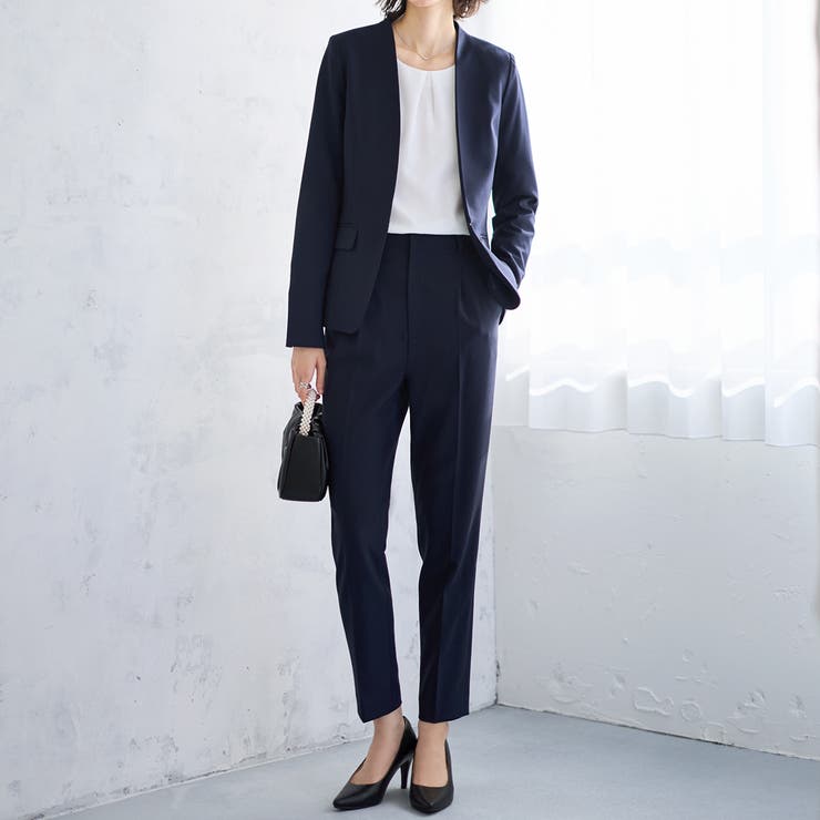 【２点セット】洗えるノーカラージャケットパンツスーツセットアップ | GeeRA | 詳細画像6 