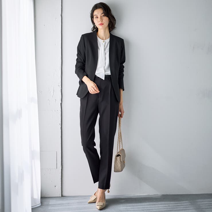 【２点セット】洗えるノーカラージャケットパンツスーツセットアップ | GeeRA | 詳細画像15 