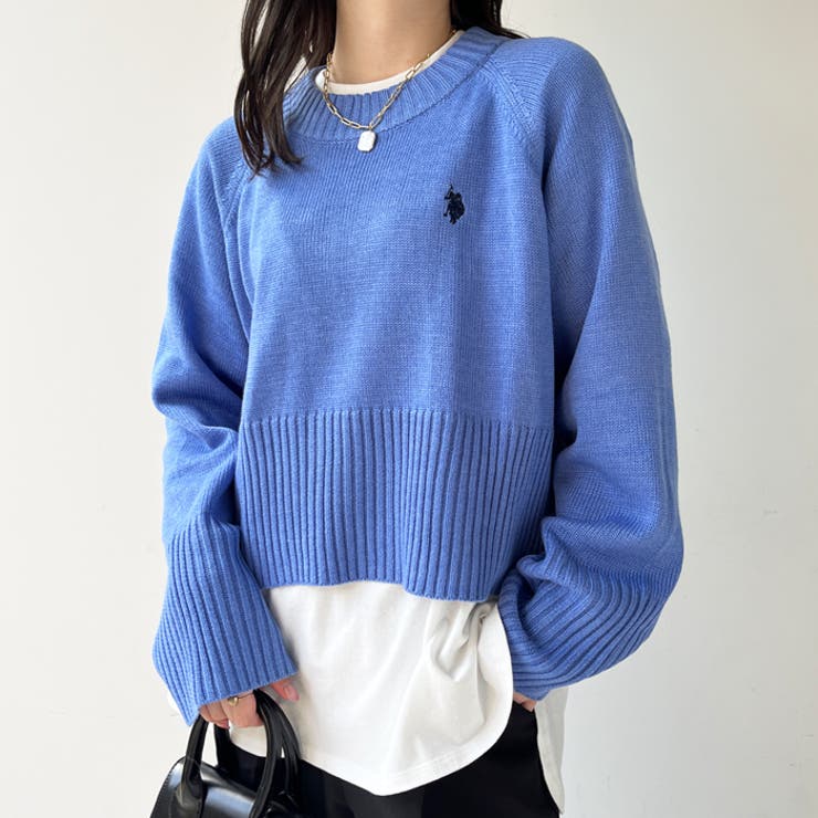 mowl へトロジェニティ新品未使用denken blue OGロゴ U．S． POLO ASSN．】ショート丈ニット[品番