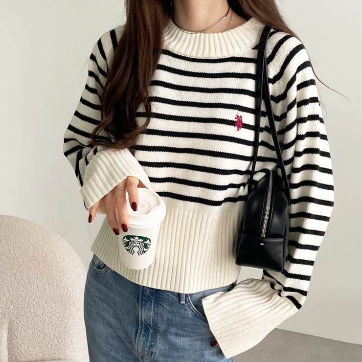 最愛 U．S． POLO ASSN．】ショート丈ニット[品番 トップス
