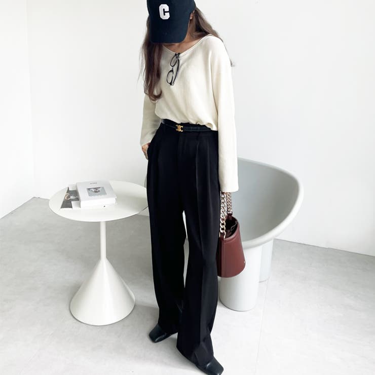 eLLa the selectshop 裏起毛ウエストシャーリングパンツ 黒