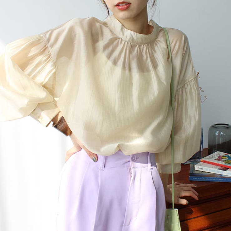 シアー素材ボリュームスリーブブラウス | GeeRA | 詳細画像1 