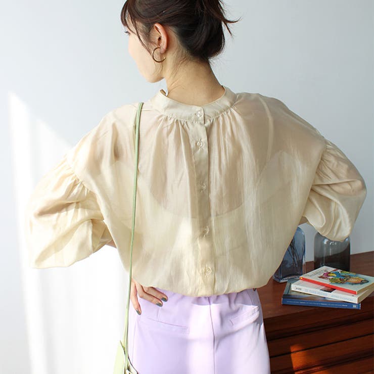 シアー素材ボリュームスリーブブラウス | GeeRA | 詳細画像4 