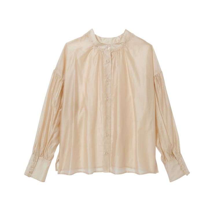 ベージュ | シアー素材ボリュームスリーブブラウス | GeeRA