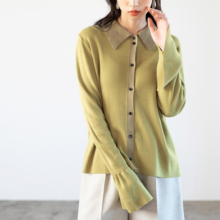 ポロ衿配色ニットカーディガン | GeeRA | 詳細画像15 