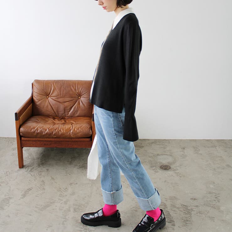 ポロ衿配色ニットカーディガン | GeeRA | 詳細画像4 